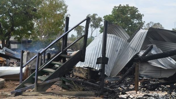 The remains of a Condamine home destroyed by fire.