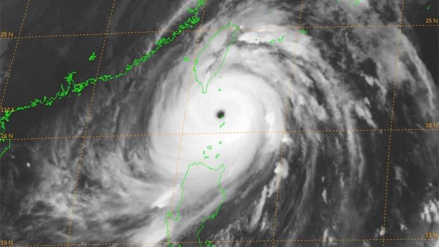 The super typhoon makes its close pass of Taiwan.
