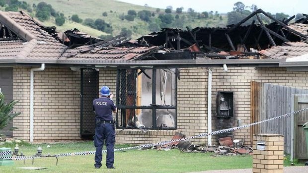 A house erupted into flames and police attended a disturbance at properties in McInnes St, Lowood on Sunday morning.