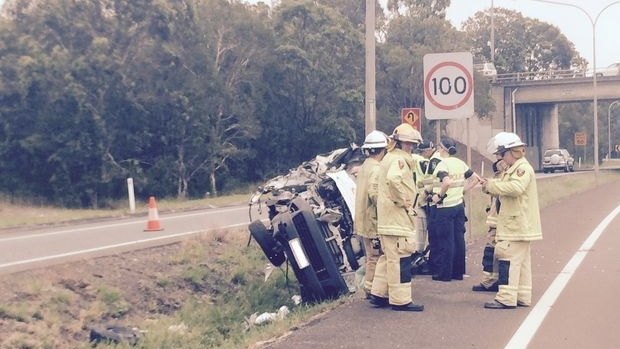 Police investigate a crash on the Sunshine Motorway near the Mooloolaba exit.