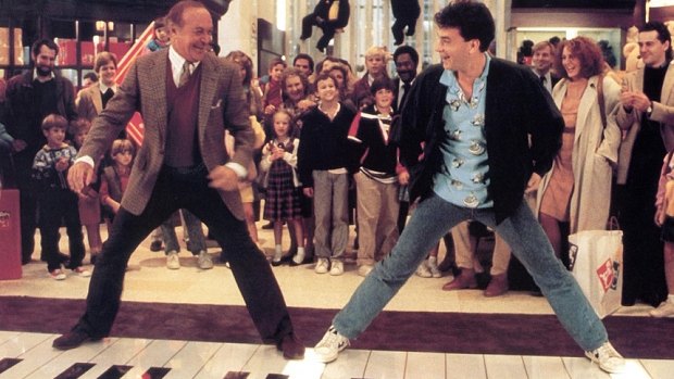 Robert Loggia and Tom Hanks in a scene from Penny Marshall's <i>Big</i>.