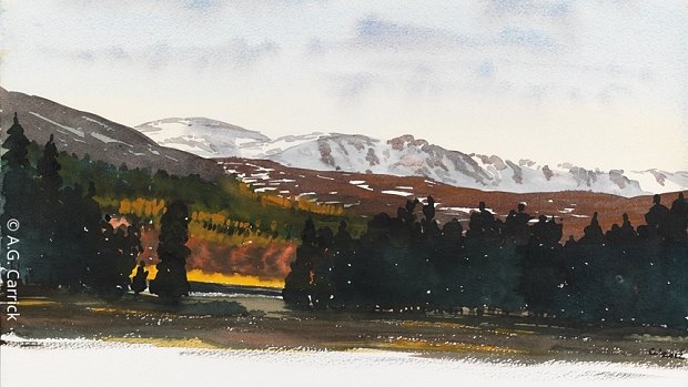 View of Beinn a'Bhuird, in the Cairngorms - a watercolour by Prince Charles. 