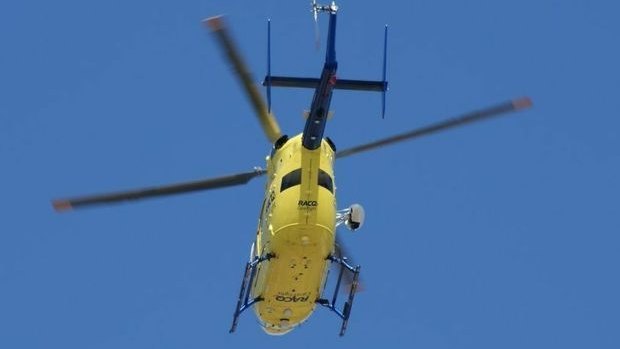 The RACQ Careflight helicopter was used to rescue a man who fell from rocks at Twin Waters.