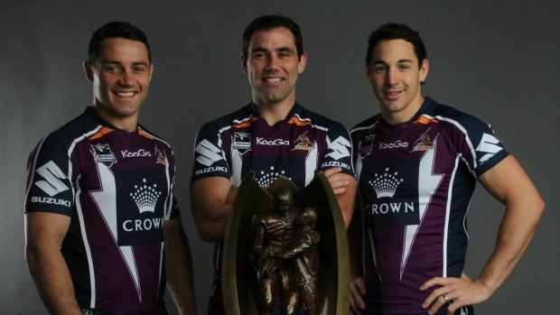 Big three: The Melbourne Storm's Cooper Cronk, Cameron Smith and Billy Slater. 