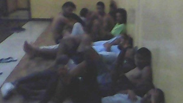 A picture smuggled out by asylum seekers in jail on Manus Island.