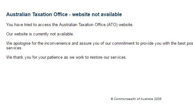 Visitors to the ATO website were greeted with an error message on Monday. 