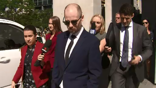 Jordan Baklas outside of Brisbane Court today. 