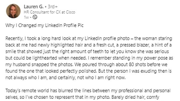 People are changing their LinkedIn photos to reflect the reality of working from home