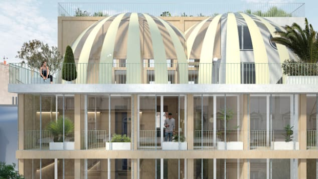 Rendering of a sports themed hotel to open in Paris