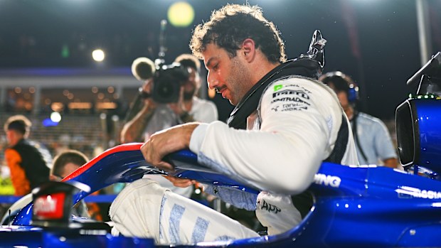 Daniel Ricciardo of Australia and Visa Cash App RB on the grid prior to the F1 Grand Prix of Singapore at Marina Bay Street Circuit on September 22, 2024 in Singapore, Singapore. (Photo by Rudy Carezzevoli/Getty Images)