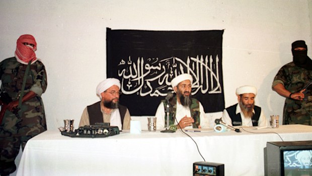 Photo dated 1998 shows now dead Osama bin Laden and Ayman Al-Zawahiri (left) addressing a news conference in Afghanistan. Al-Zawahiri, the leader of al-Qaeda who replaced bin Laden, has a $25m bounty on his head.