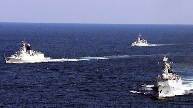 Chinese navy vessels take part in a 2012 drill, flexing its maritime muscle in its dispute with Japan over a chain of uninhabited islands in the East China Sea.