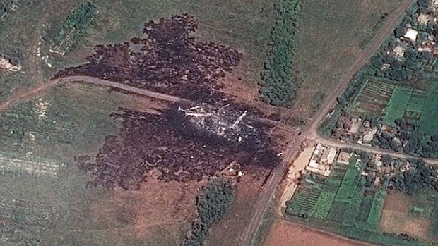 Satellite image of crash site taken by Airbus Defense and Space. (Supplied)