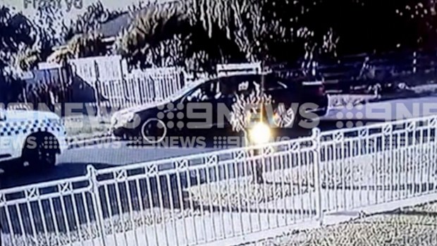 A police car arrives at an incident in Ballarat on Monday. A man was arrested after ramming a police vehicle with his car.