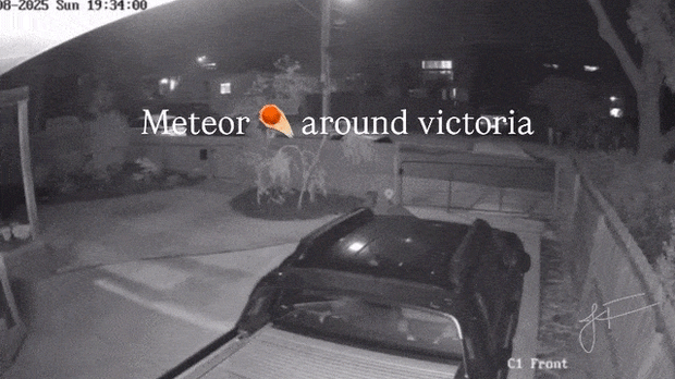 CCTV footage of a meteor flying over Victoria on Sunday, August 10.