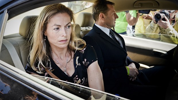 Kate McCann (L) and her husband Gerry McCann (R), parents of missing British youngster Madeleine McCann, leave the court house in Lisbon after delivering statements in their case against Portuguese police officer Goncalo Amaral on July 8, 2014. 