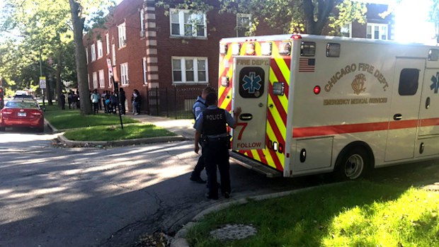 The three teenagers, aged 16, 17 and 18, were wounded in the Burnside neighborhood on Chicago's South Side just after 4pm. (Dakarai Turner, Twitter)