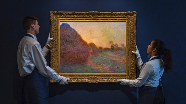 This undated photo provided by Sotheby's shows Claude Monet's painting titled "Meules". The painting, one of Monet's iconic paintings of haystacks, has fetched a record $110.7 million (AUD $160m) at an auction in New York. 