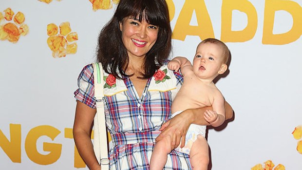 Yumi Stynes at the premiere of 'Paddington' with daughter Mercy. 