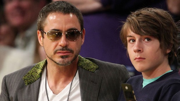 Robert Downey Jr and his son Indio Downey. (Getty)