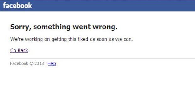 People logging onto Facebook have been greeted with this error message tonight.