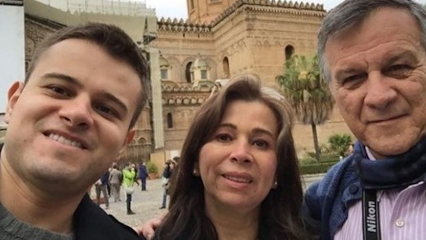 Javier Camelo, pictured with his parents.
