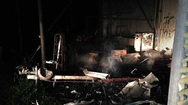 The Darwin woman was trying to smoke out a snake she suspected had slithered inside her caravan when it caught fire. (Supplied/NT Police)