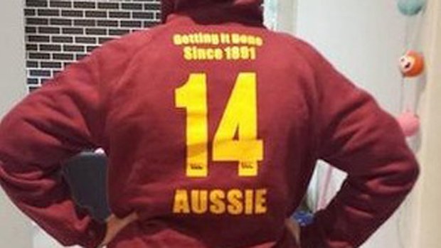 A UWS on-campus student wearing the banned hoodie. (Supplied)