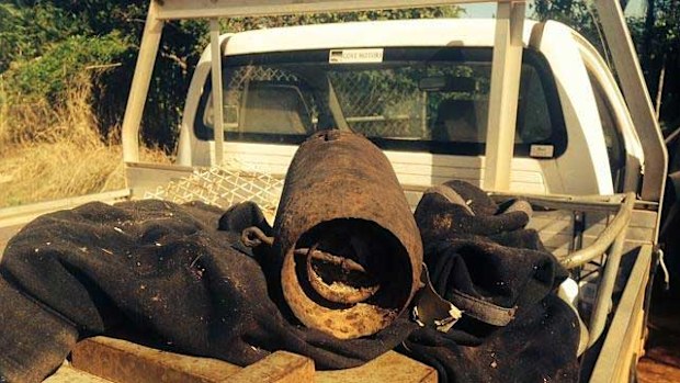 A live World War II bomb found on Milingimbi Island. (Northern Territory police)