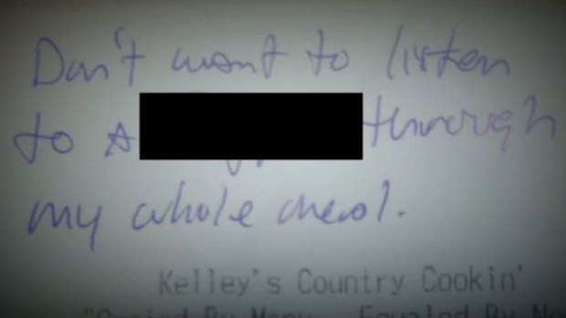 The offensive comment on the receipt. (Supplied)