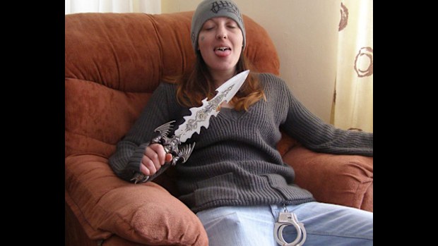 Pictures tendered in court show serial killer Joanna Dennehy posing in the minutes before she attacked two more victims. (Cambridgeshire Police)