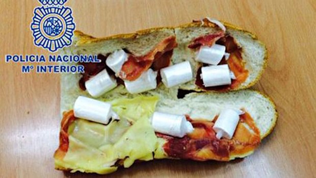 The sandwich allegedly found on the Colombian man. (Spanish Police)