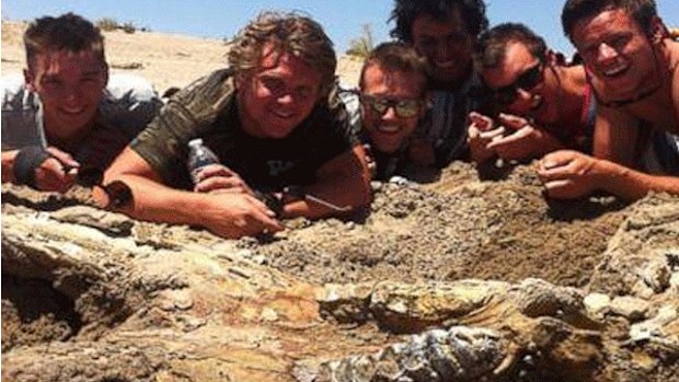 Antonia Gradillas and friends pose with their find (Supplied).