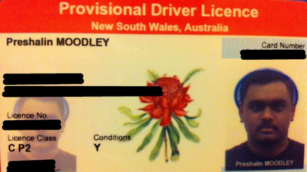 Sydney student Preshalin Moodley had no difficulties when he wore a colander on his head in his NSW licence photo.