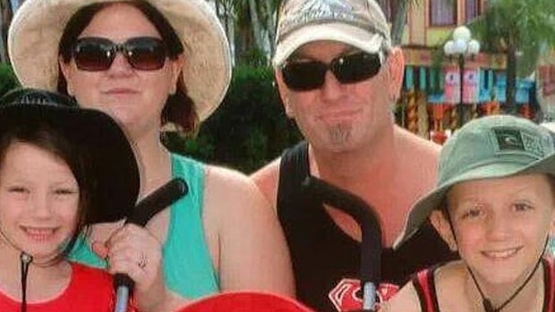 The Beckett family of Poowong killed in a car accident. Dad Stephen and mum Jade, with children Ella and Sam. (Supplied)