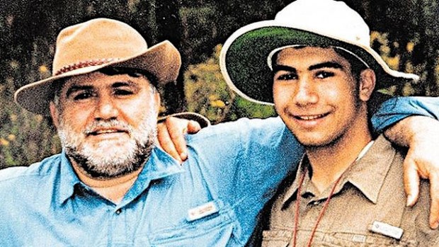 Nathan Chaina with his father, George Chaina. (Supplied)