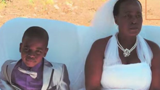 Saneie Masilela and his bride, Helen Shebangu on their wedding day. (Supplied)