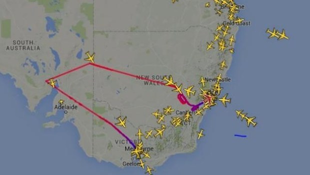 The flight graphic of the plane's journey.