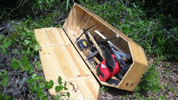 The coffin contained a crossbow and a mace. (Volusia County Sheriff's Office)