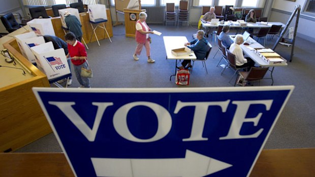 An early voting polling station in Maine. (AAP)