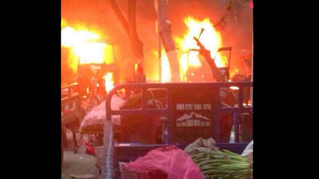 Explosions at a market in China have killed at least 31 people.