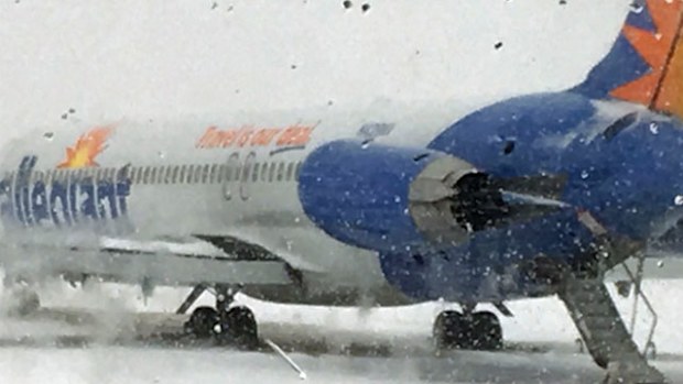 The McDonnell Douglas MD-80 jet after it came to rest. (Facebook).