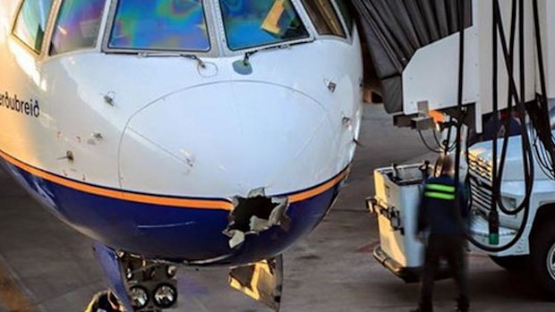 The hole in the Boeing 757. (Nathan Maxwell)