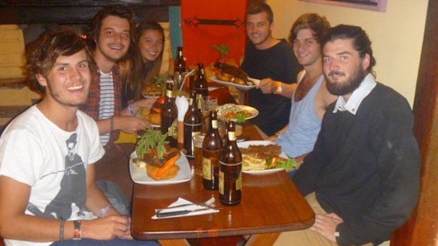 The Peru Six, including Hugh and Tom Hanlon, Jessica Vo, Sam Smith, Harrison Geier and Andrew Pilat. (AAP)