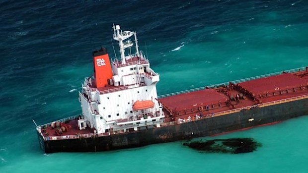 The Shen Neng 1 stranded on the Great Barrier Reef. (AAP)