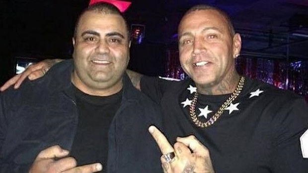 Khaled Hasna with Bandidos enforcer Toby Mitchell.