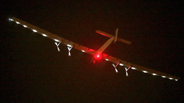 The Solar Impulse 2 takes off from Nanjing Lukou International Airport in Nanjing in eastern China's Jiangsu province. (AAP)