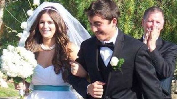 Koral Reef, pictured at her wedding in June, would be dead by October after contracting a rare, brain-eating amoeba. (Supplied)