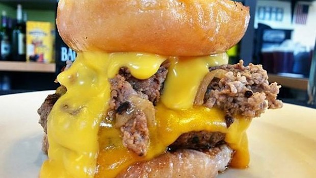 PYT's Donut Cheesesteak Burger.