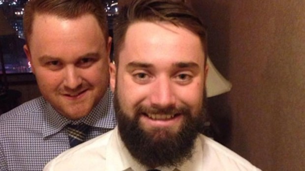 Mitch Lawry (front) died after hitting a tree while tobogganing.